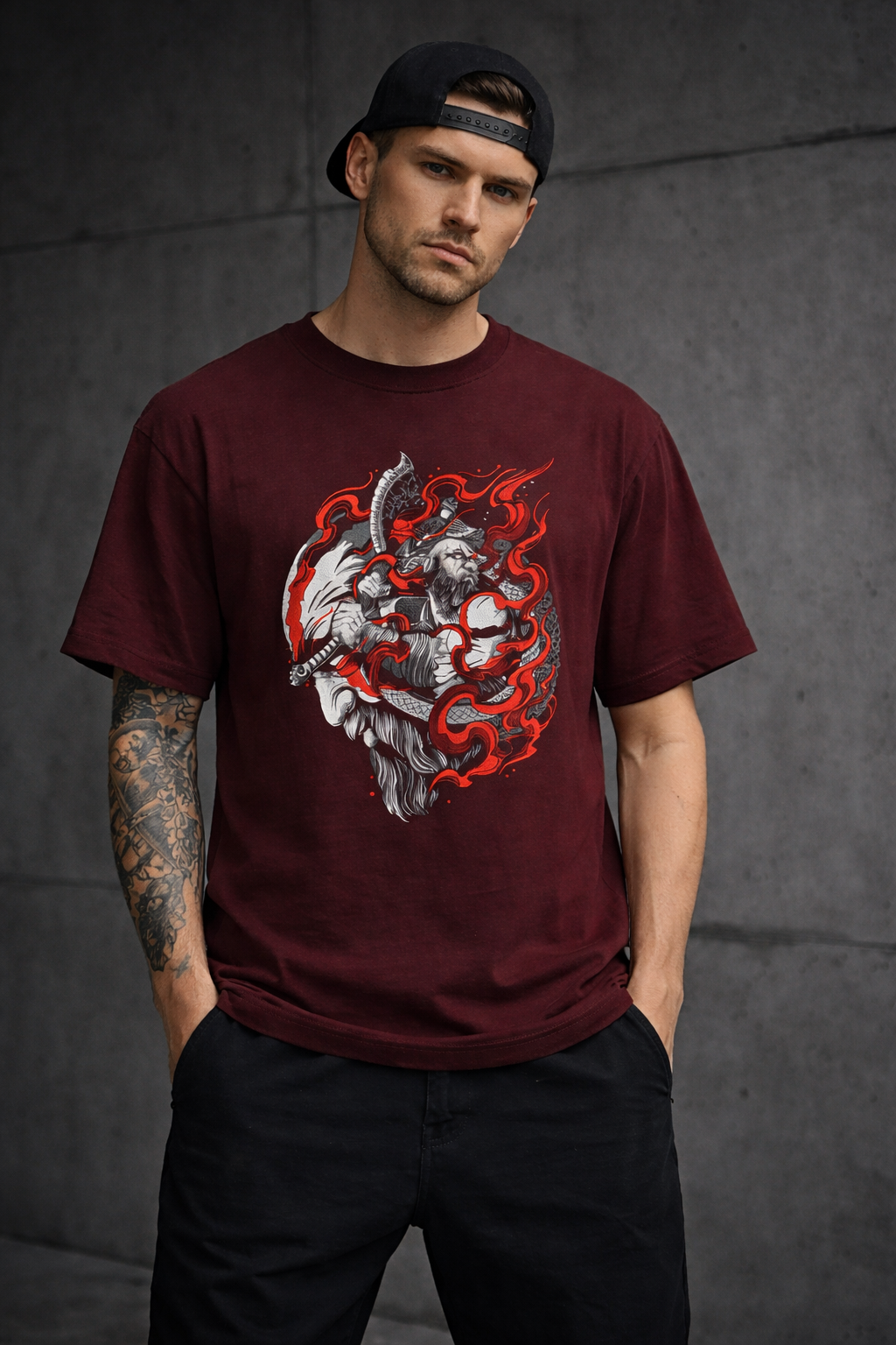 Kratos Maroon Unisex Oversized Classic T-Shirt