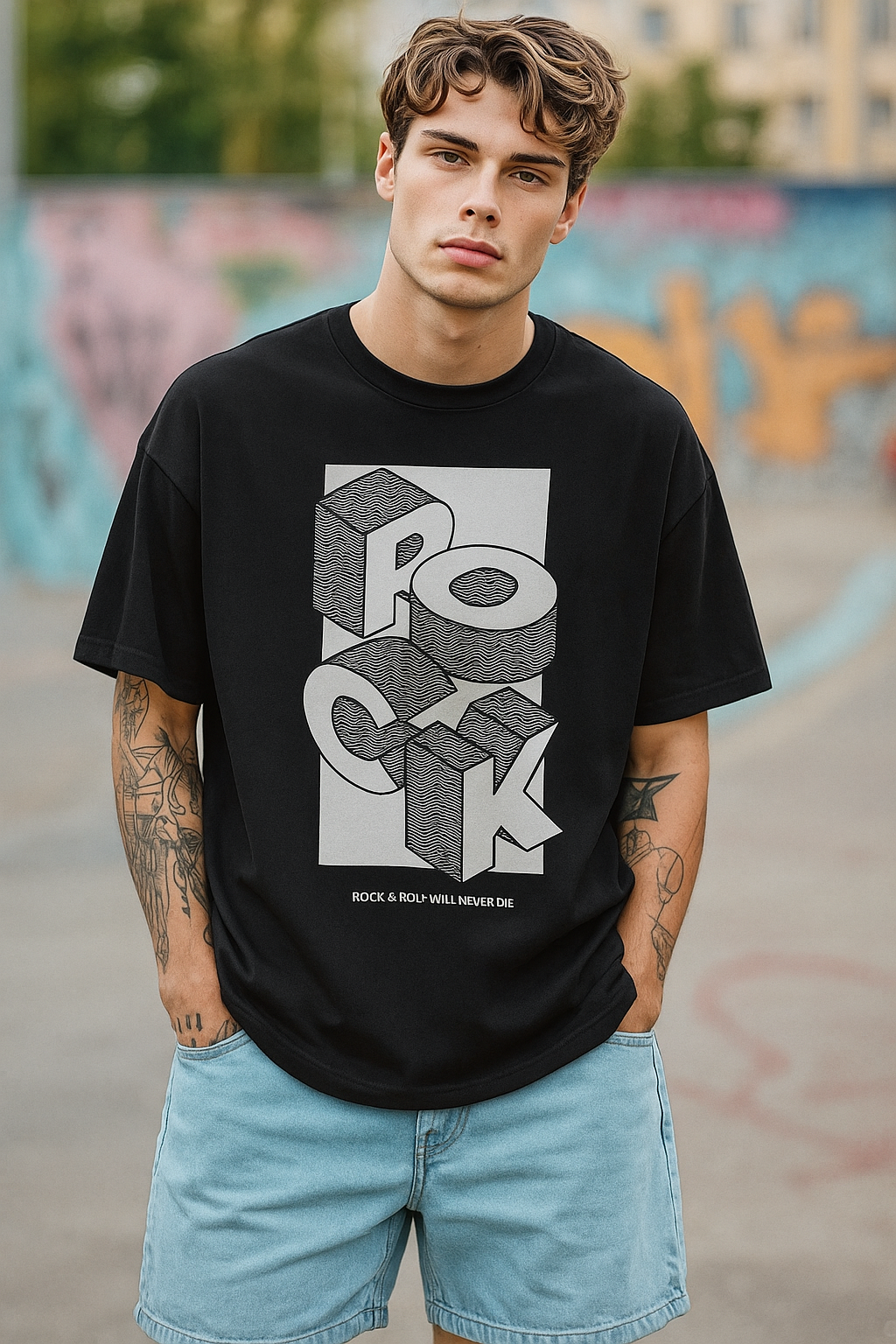 Black Rock & Roll Unisex Oversized Standard T-Shirt