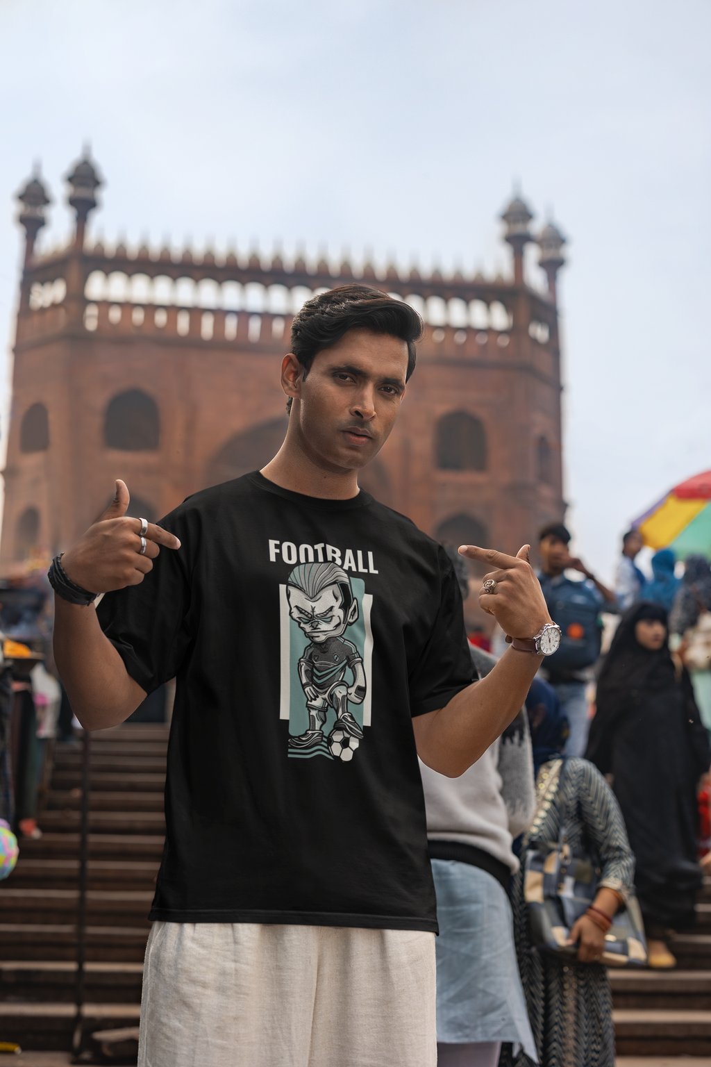 Black Oversized Football T-Shirt