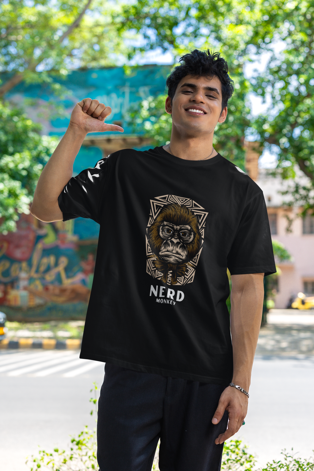 Black Oversized Nerd T-Shirt