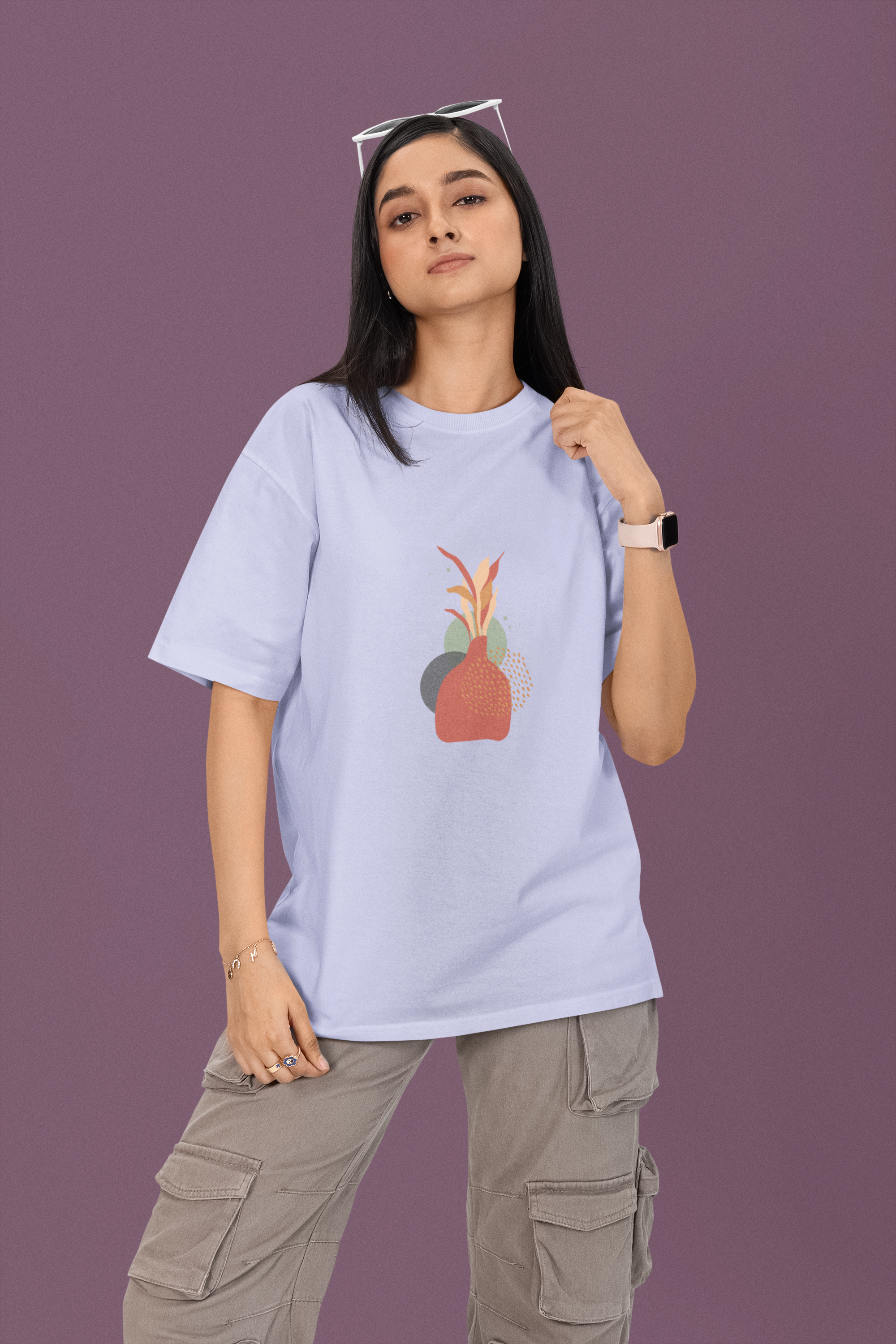 Lavender Oversized Womens Aesthetic 002 T-Shirt