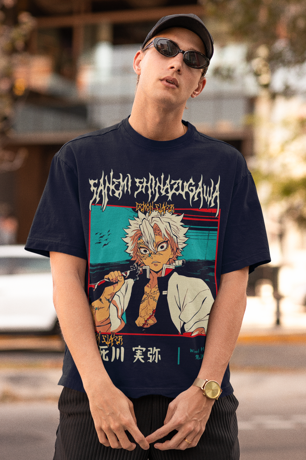 Demonsa Navy Blue Unisex Oversized Standard T-Shirt