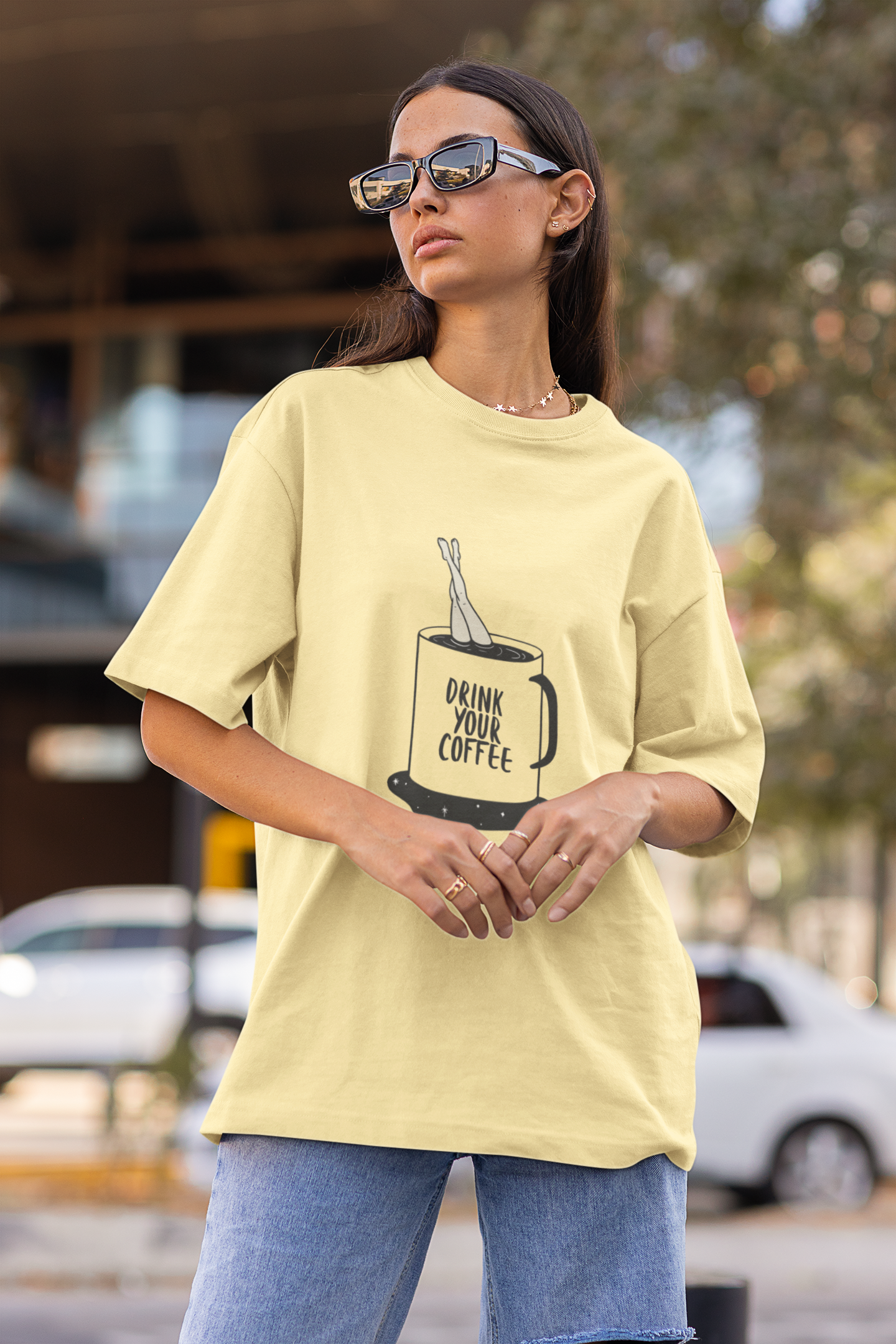 Beige Oversized Coffee 006 Womens T-Shirt