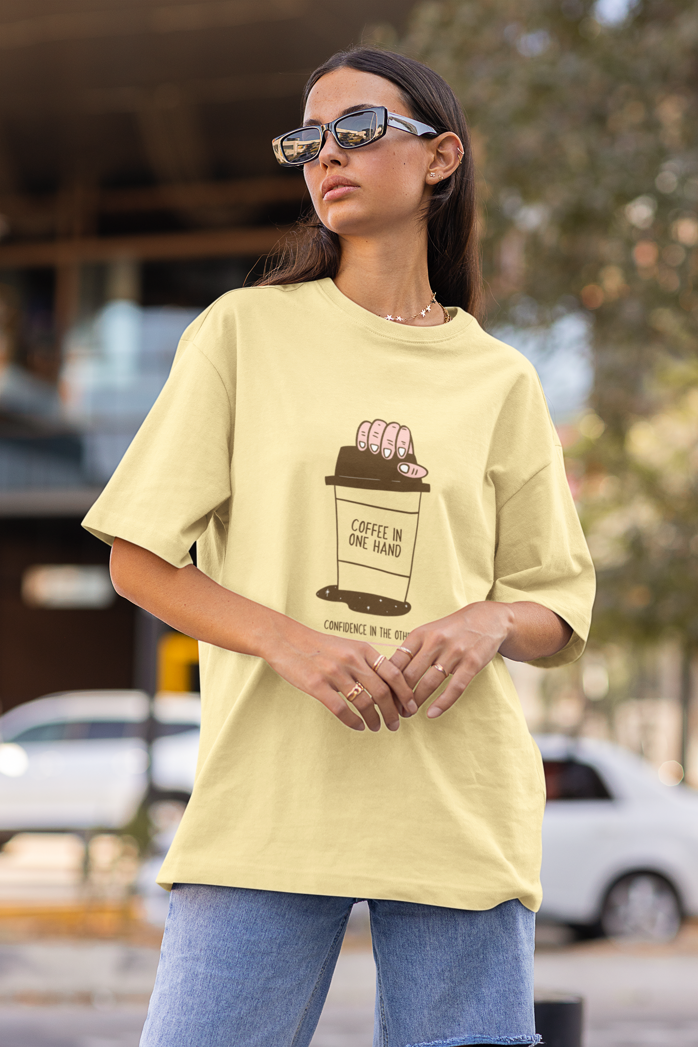 Beige Oversized Coffee 009 Womens T-Shirt