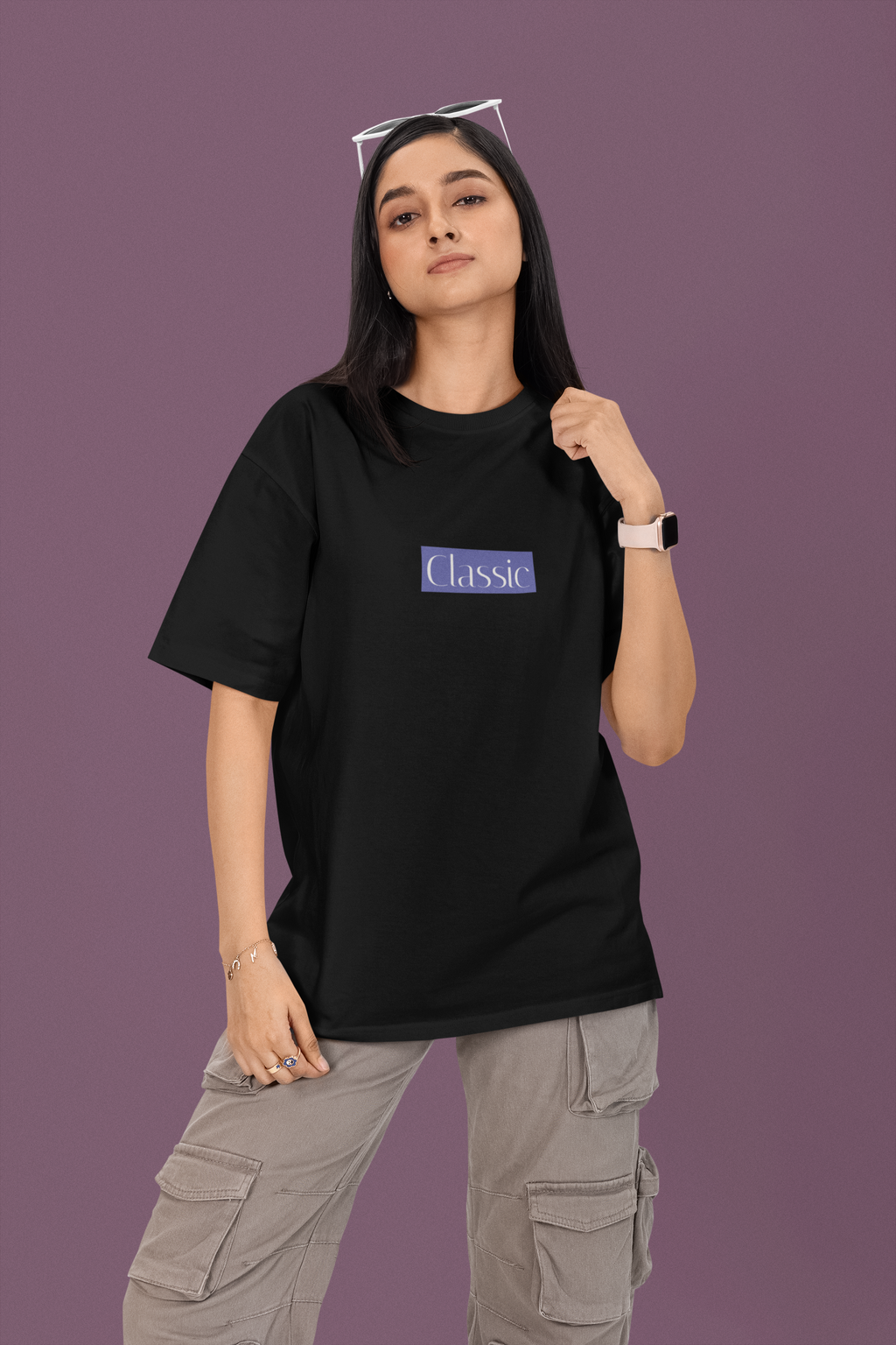 Black Oversized Classic Womens T-Shirt