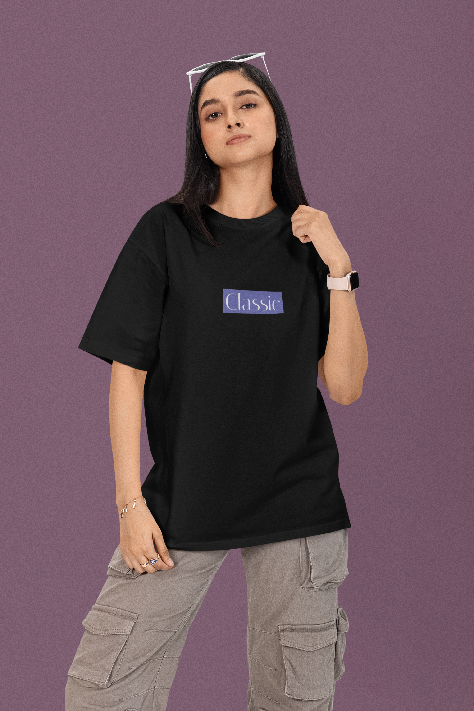 Black Oversized Classic Womens T-Shirt