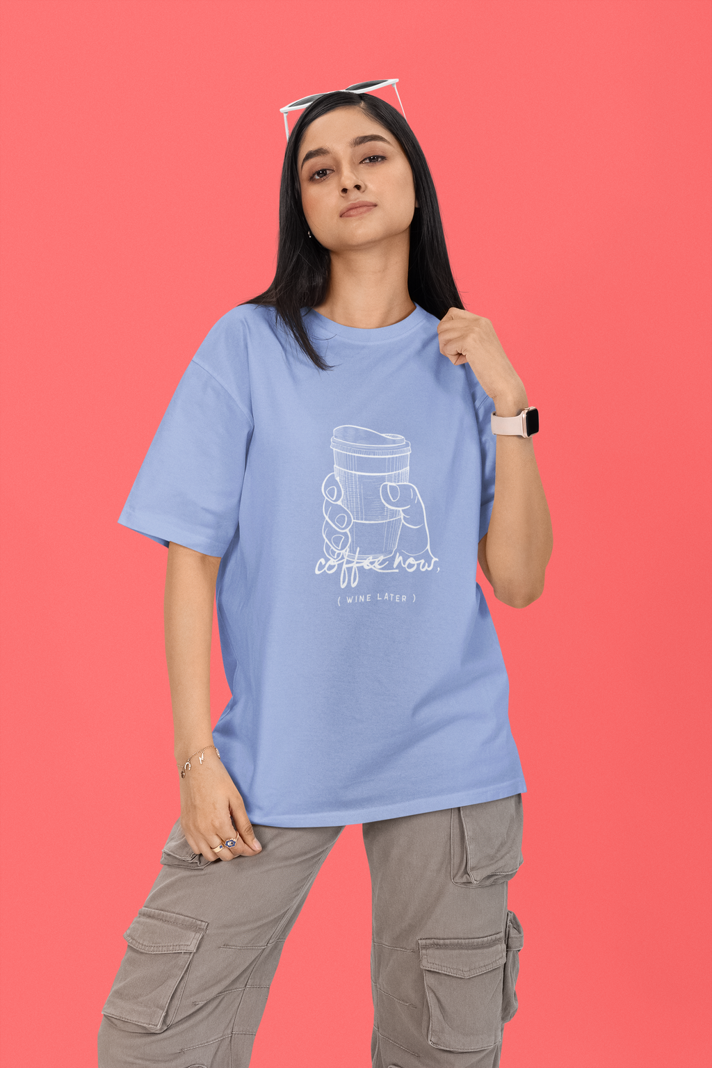 Lavender Oversized Coffee Now Womens T-Shirt