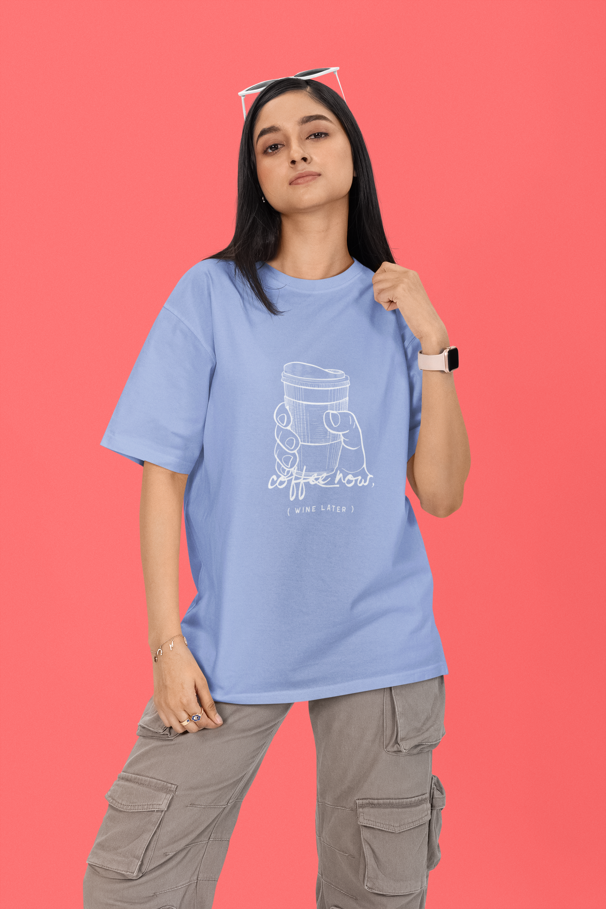 Lavender Oversized Coffee Now Womens T-Shirt