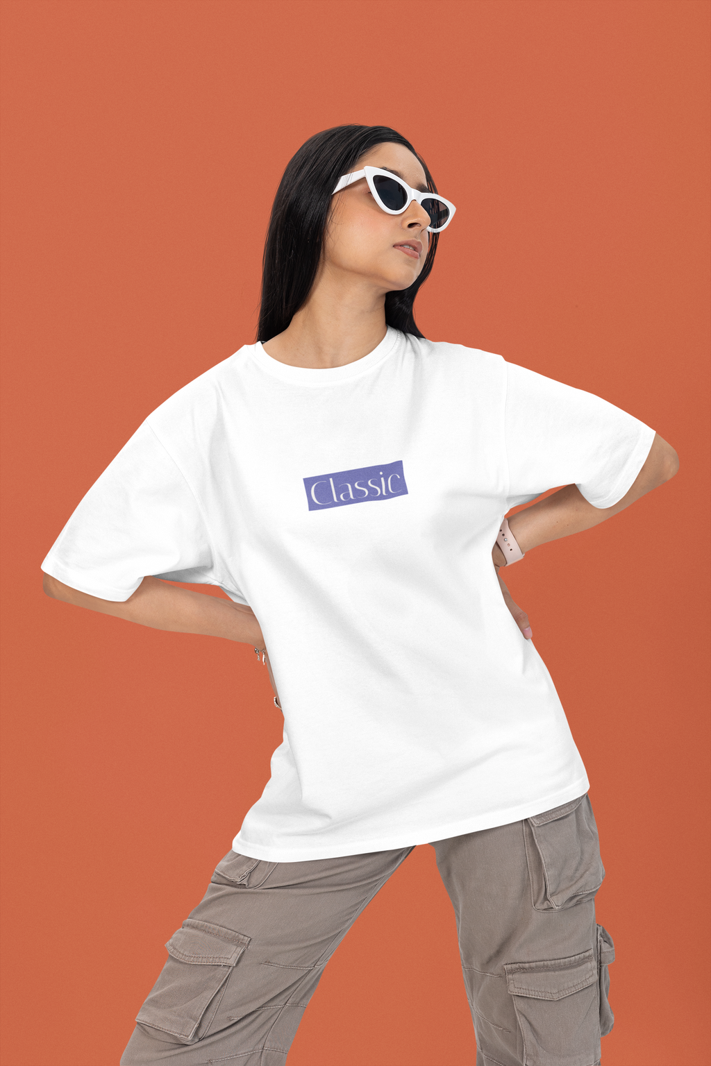 White Oversized Classic Womens T-Shirt